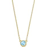 YoTreasure Blue Topaz Gemstone Solid 14K Gold Plated Over 925 Sterling Silver Pendant Necklace