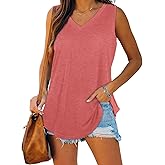 XIEERDUO Womens Tank Tops V Neck Basic Solid Color Casual Flowy Summer Sleeveless