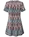 MOQIVGI Graphic Tunic, Ladies Vneck Stylish Modest Draped Blouse Spring Fashion Short Sleeve Top Trendy Country Style Summer Tshirt Aztec Print Clothing for Women Multicoloured Red XX-Large