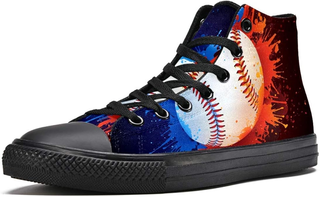 LORVIES Baseball Ball Softball Mens Canvas High Top