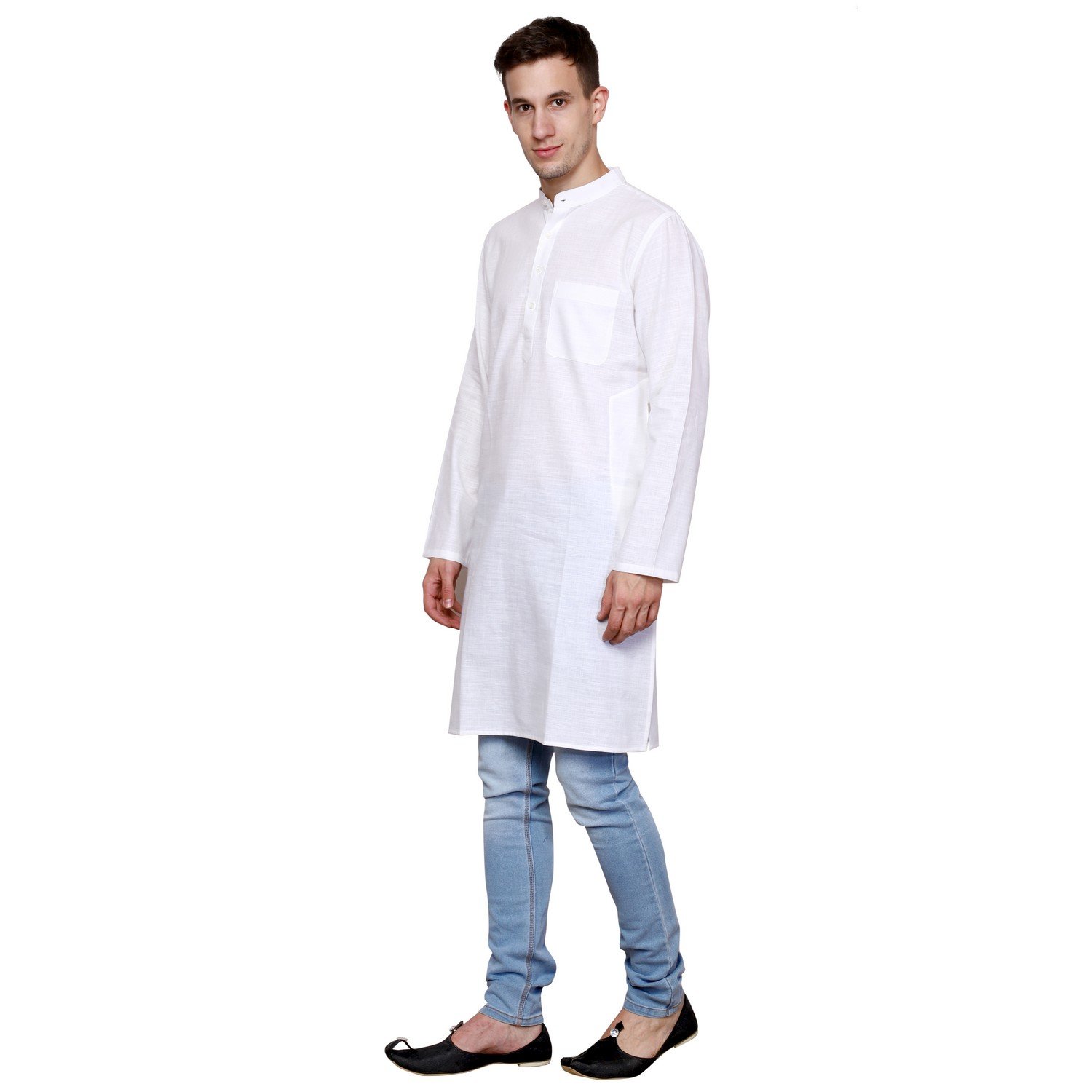dhrohar neudis cotton long kurta - plain white