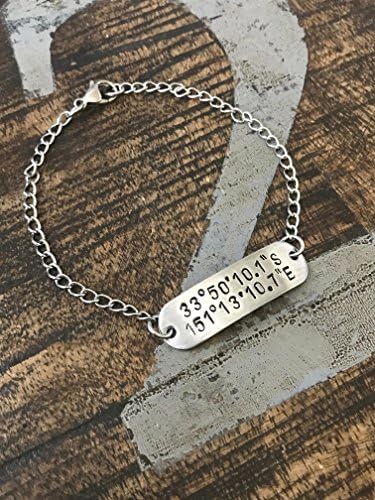 Blue Eyed JewelsCoordinates bracelet Stainless Steel location bracelet latitude longitude bracelet long distance gift couple coordinates bracelet for men
