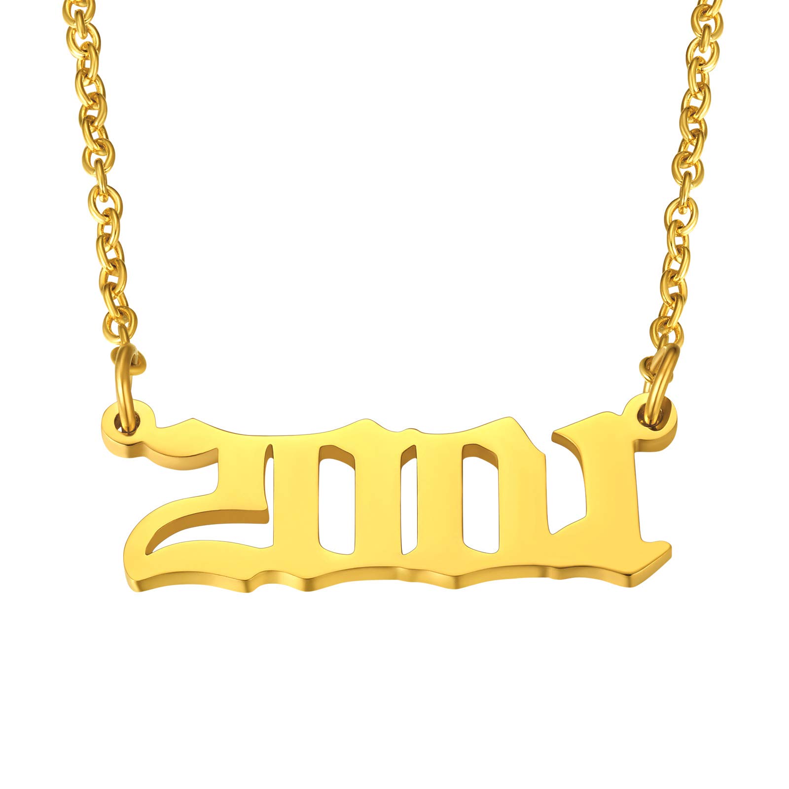 FindChic 2001 Necklace Gold 21 Birthday Necklace