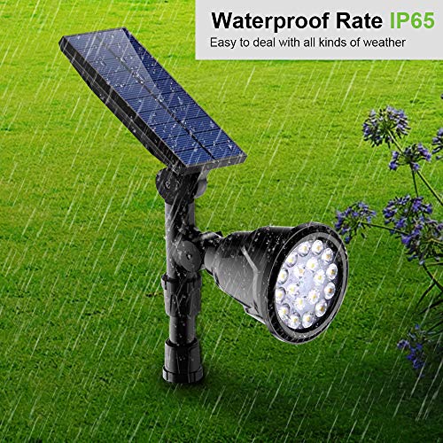 Outdoor Solar Spot Lights,18 LED Spotlights Waterproof Flood Light Solar Security Lamps In-Ground Lights Warm White 2 Pack - Thumbnail 2