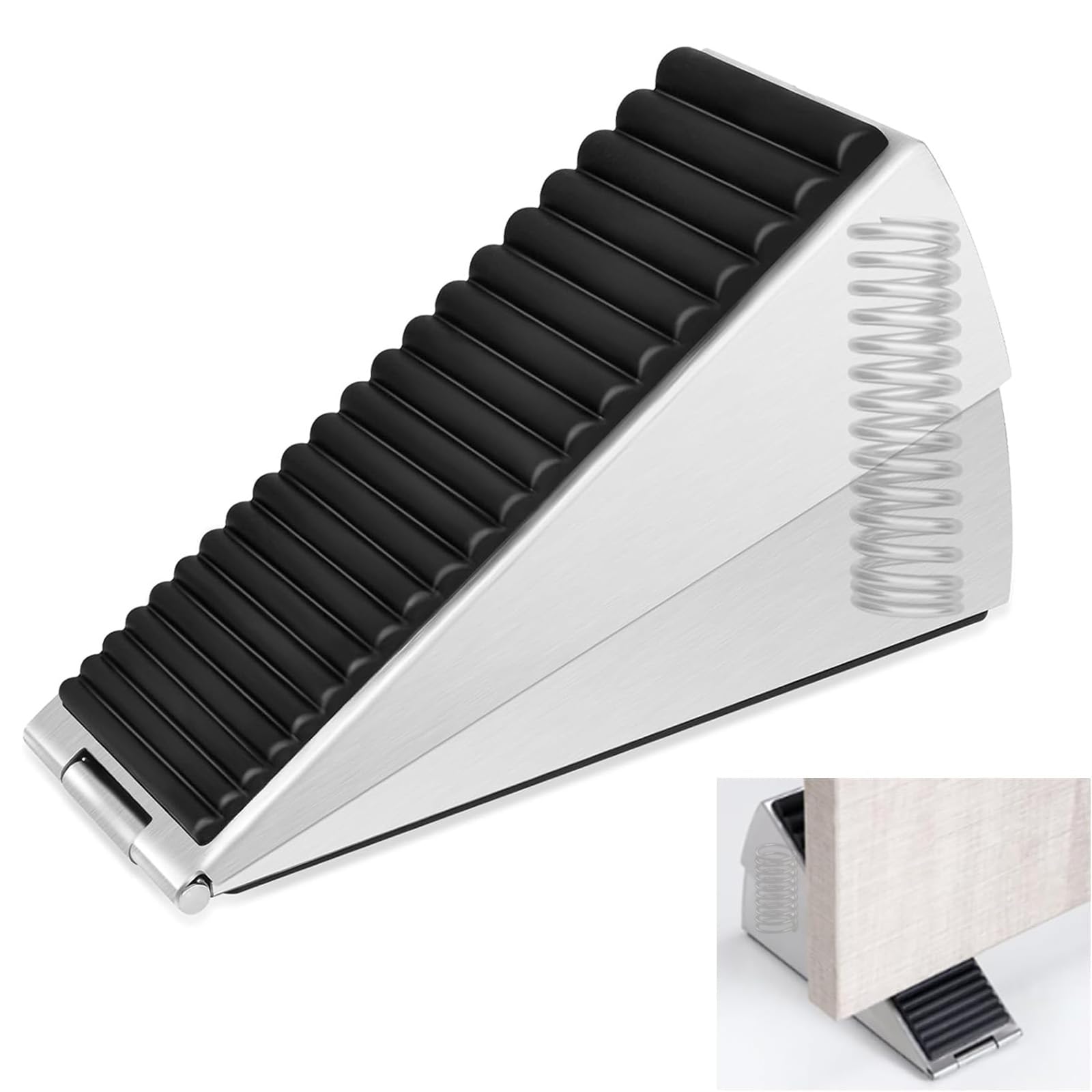 Yuiturt Door Stopper, Large Door Wedge, Heavy Duty Door Stop for Floor Non Slip, Adjustable Spring Loaded, Rubber Door Stop Wedge for Indoors and Outdoors, Wall Protector for Keep Door Open (3 Inch)