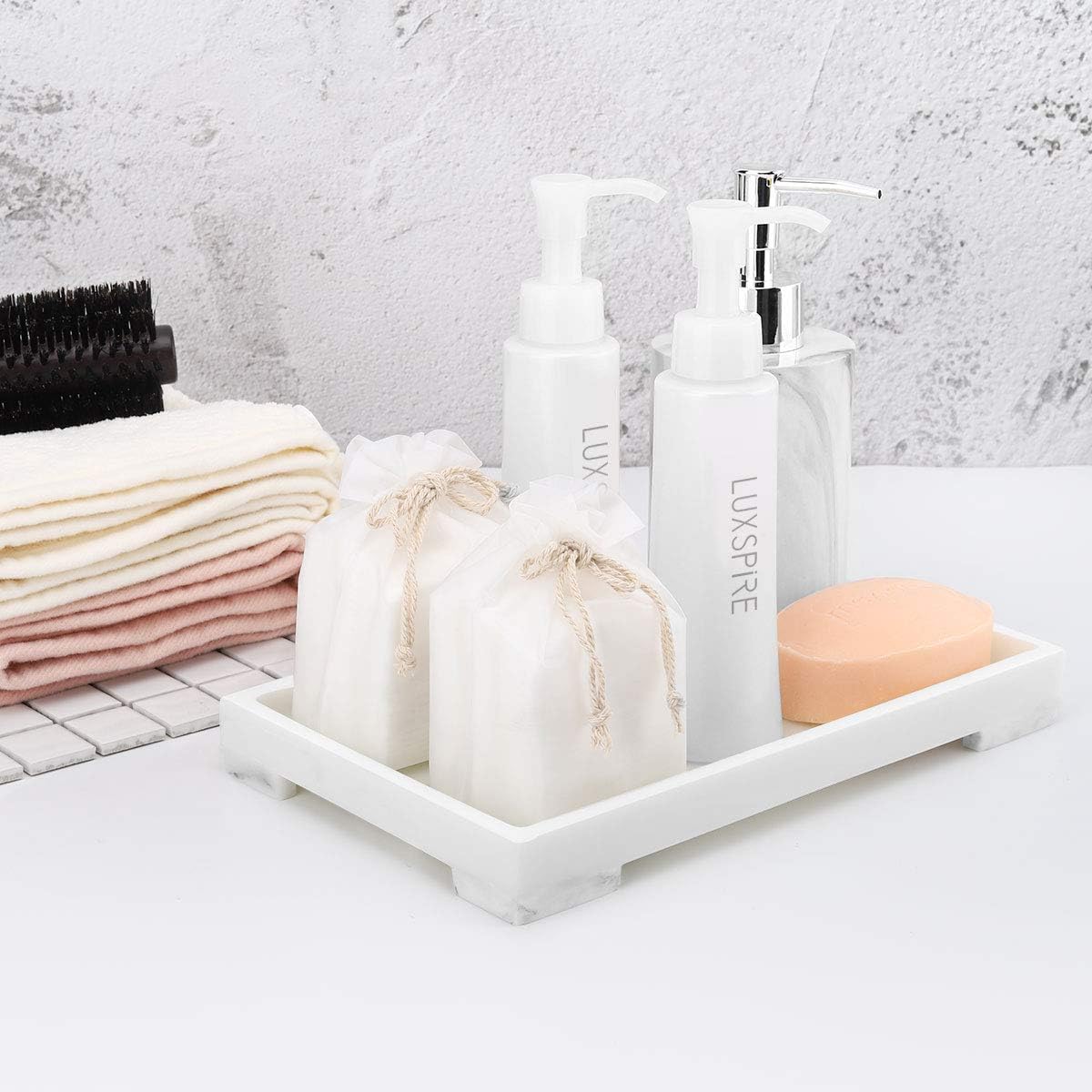 Luxspire Resin Vanity Tray, Bathroom Toilet Tank Storage Tray, 9.6 x 6 inch Kitchen Sink Trays Decorative Serving Tray - Image 5
