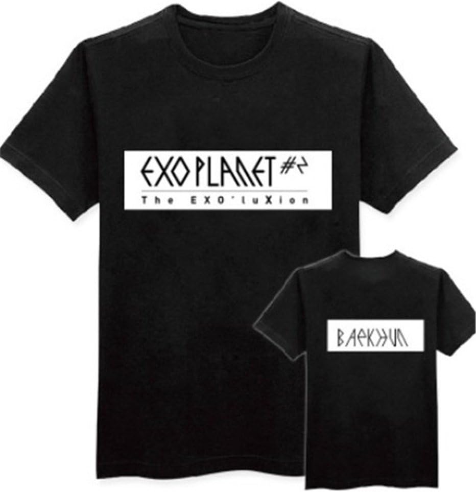 Allkpoper Kpop EXO'Luxion Black Tshirt 2nd Seoul Concert T-Shirt Tee EXO Planet Baekhyun +Lomo Card