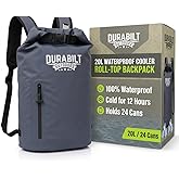 Durabilt 20L Waterproof Cooler Roll Top Backpack Sack, Heavy-Duty Soft Insulated Bag Doubles as Dry Bag, Holds 24 Cans...14+ with ice, Ideal for Boating, Fishing, Kayaking, Hiking, Beach, Camping