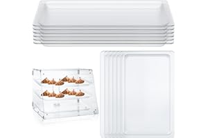 Kritkin 6 Pack Clear Acrylic Bakery Display Case Tray 20.7 x 12.6 x 1.1" Acrylic Tray Bakery Display Case Countertop Replacement for 2/3/4 Tier Pastry Baked Goods Bread Bagel Retail Commercial Home