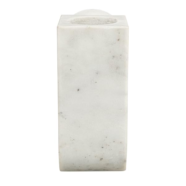 BLOOMINGVILLE MODERN MARBLE CANDLE HOLDER WITH BALL, WHITE