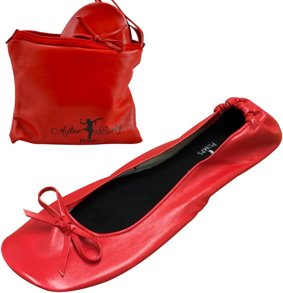 After Party Pumps® Ladies Roll Up Shoes Fold Up Pumps with Carrier Pouch 3 Ranges Original Animal Sequin