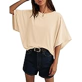 Cicy Bell Womens Oversized T Shirts Batwing Half Sleeve Summer Casual Crewneck Cropped Tops Loose Fit Basic Tees