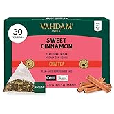 VAHDAM Sweet Cinnamon Tea (30 Pyramid Tea Bags) | Non-GMO, Gluten-Free, No Artificial Flavors | Cinnamon Masala Chai | Whole Leaf, Individually Wrapped