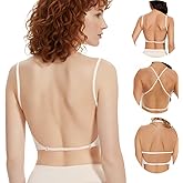choolley Low Back Bra, Deep V Seamless Backless Bra, Push Up Bralette - Wireless Multiway Convertible Halter Bras