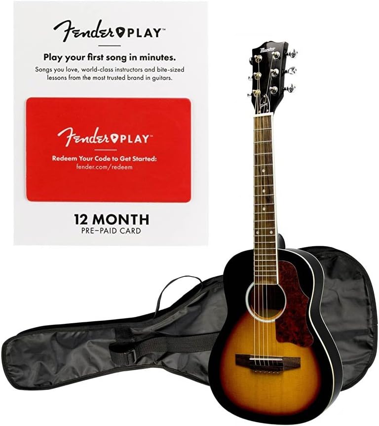 Maestro by Gibson 30" Mini Acoustic Guitar with Gig Bag, Vintage Sunburst with 12 Months of Fender Play