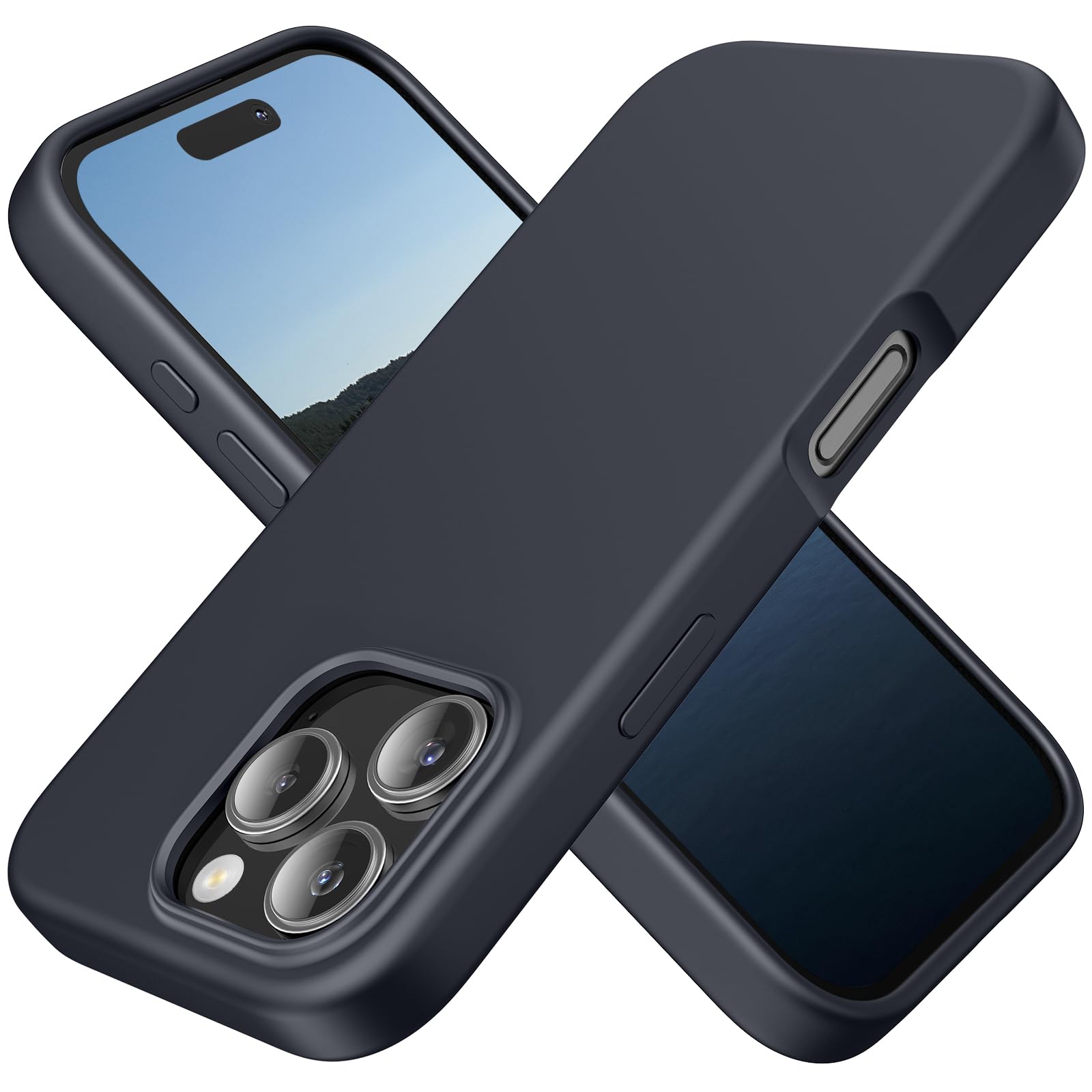 TAXXOE Silicone Case Compatible with iPhone 16 Pro Max Case Soft Ultra Slim Protective Shockproof Liquid Silicone Phone Case,Anti-Scratch Microfiber Lining, 6.9" Midnight Blue