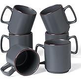 famiware Coffee Mugs Set of 6, Nebula 14oz Coffee Mugs, Ceramic Cup Set with Handle for Latte, Tea, Milk, Cappuccino, Cocoa, Charcoal