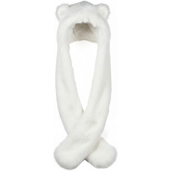 IHEART PAWS White Wolf Animal Hoods Hat Mittens Gloves Scarf ONE SIZE EXCELLENT white wolf hood animal hat scarfs mittens paws 3in 1 - Temu main image 4