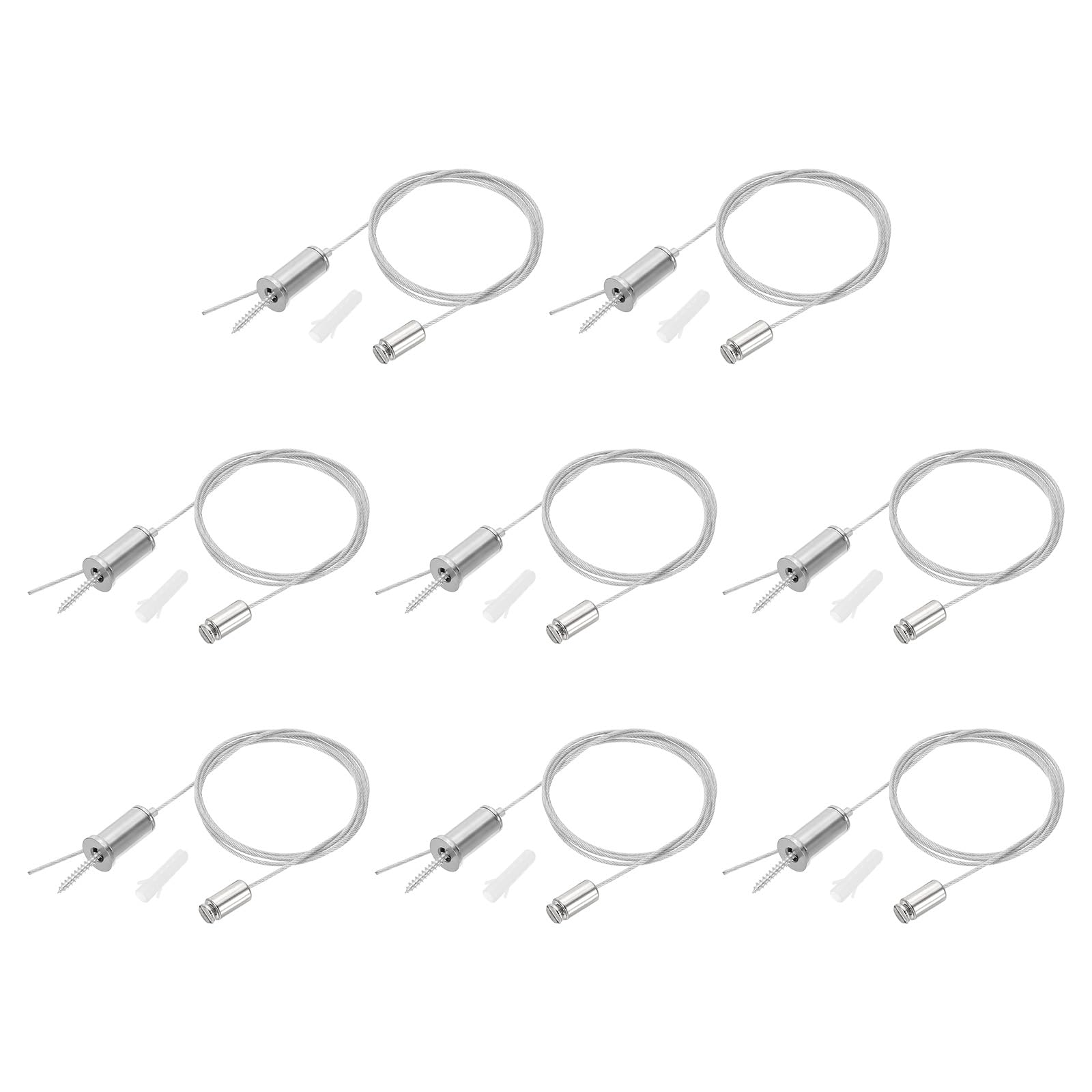 PATIKIL Ceiling Hanging Wire Cable Kit, 1m/3.3ft 8 Set Adjustable Light Suspend Cable Kit Panel Hanging Rope Clamp Slotted Nail for Pendant Light Fitting Aquarium Lights, Style 1