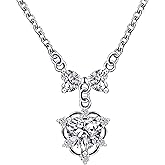 fixestar Moissanite Pendant Necklace for Women, D Color VVS Clarity Lab Diamond Choker Necklace Sterling Silver Charm Necklaces with 18K White Gold Plated