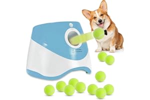 YXX-TECH Dog Ball Thrower Launcher,Automatic Ball Launcher for Dogs with 12 Tennis Balls,Thrower Distance 10-30ft,interacive Dog Toys for Dogs Indoor/Outdoor for Small Dogs(Blue)