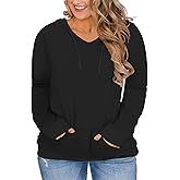VISLILY Womens Plus-Size Hoodies V Neck Pullover Sweatshirts with Pocket
