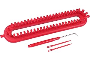 Tachiuwa Scarf Making Loom Scarf Knitter Handmade with Crochet Hook Durable Rectangle Knitting Loom Knitting Device for Scarf Blanket Sock Hat Shawl, 26cm