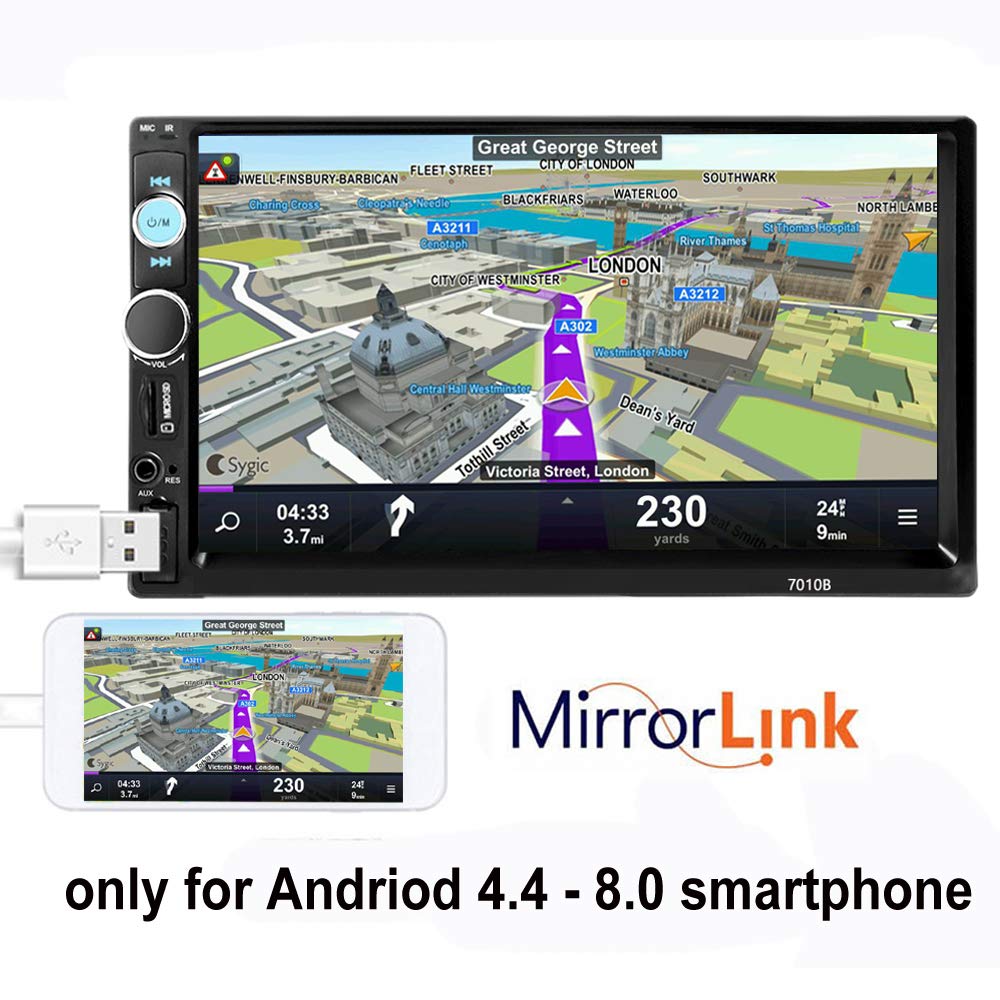 PolarLander 2 DIN 7'' Inch LCD Touch Screen Car Radio Player Support Bluetooth Hands Free 1080P Movie Rear View Camera