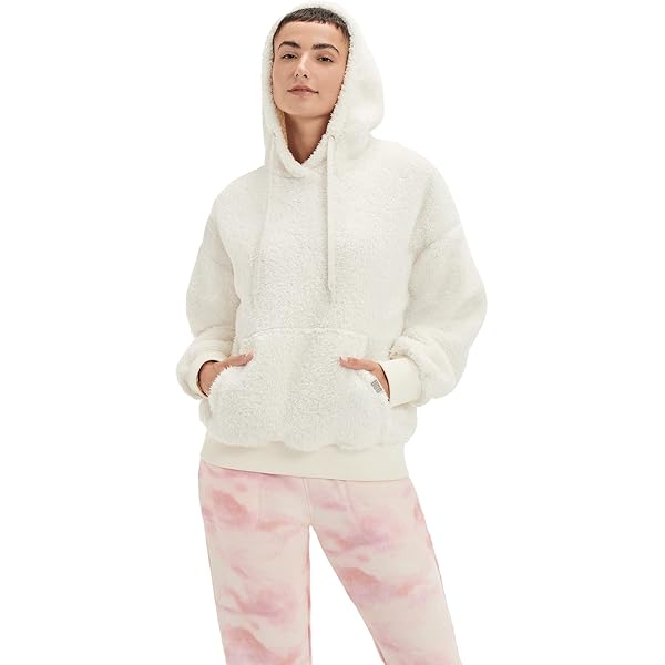 UGG Rey UGGfluff Logo Hoodie パーカー　ホワイト UGG Women's Rey Uggfluff Logo Hoodie Sweater, Nimbus Sand, S