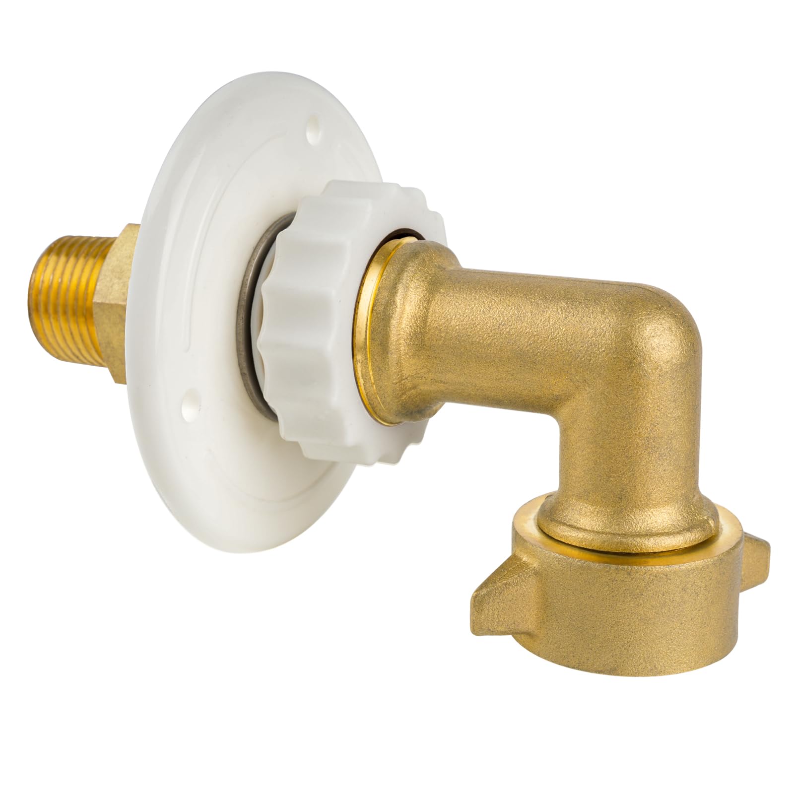 Photo 1 of ***MISSING PARTS***
RV City Water Inlet with 90-Degree Lead-Free Brass Elbow, 3/4 NH Female to 1/2 NPT Male Connection, Ideal RV Water Fill Replacement Flange