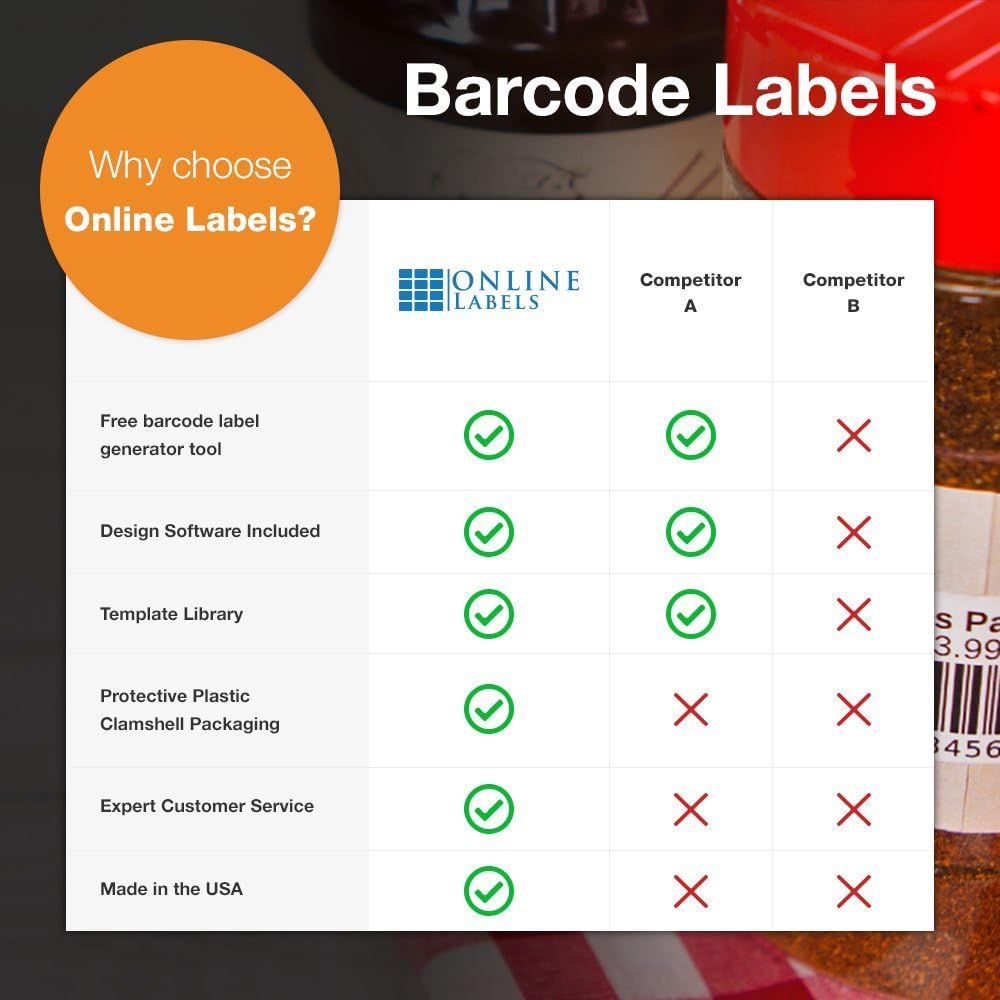 1.5 x 1 Rectangle Barcode Labels - Pack of 5, 000 Labels, 100 Sheets - Inkjet/Laser Printer - Online Labels : Blank Barcode Stickers : Office Products