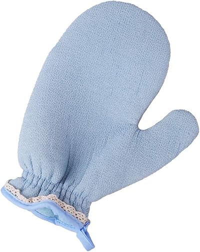 Omenluck Blue Double Sided Exfoliating Bath Glove Loofah Shower Back Scrub Mitt