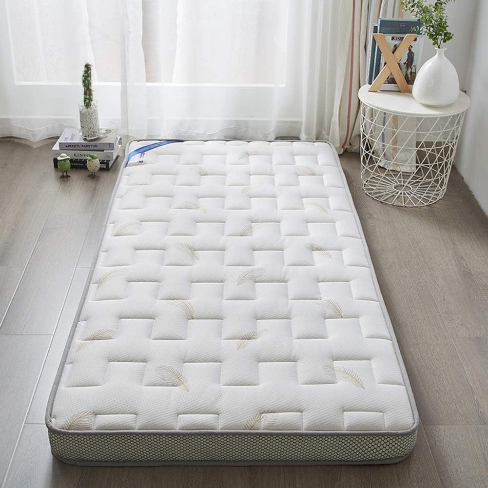 LXYCD Quilted Fitted Mattress Reversible,Breathable Bad Request Tatami Floor Mat,Dormitory Thicken Sleeping Pad Topper Knitted Mattress Pad-White 120x190cm(47x75inch)