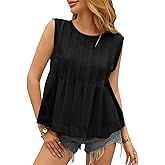 Cicy Bell Womens Peplum Flowy Tank Tops Loose Fit Summer Sleeveless Cute Pleated Babydoll T Shirts 2026 Y2K Tops