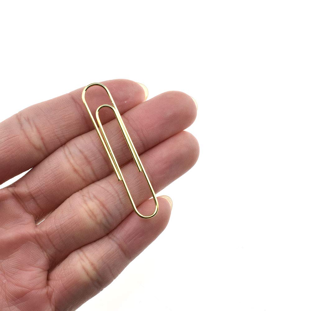 HAHIYO Paper Clips Large Sturdy 2 inches Length 70 Pack Paperclips Heavy Duty Tight Grip Rust Proof Reusable Metal Bright Gold for Home Office School