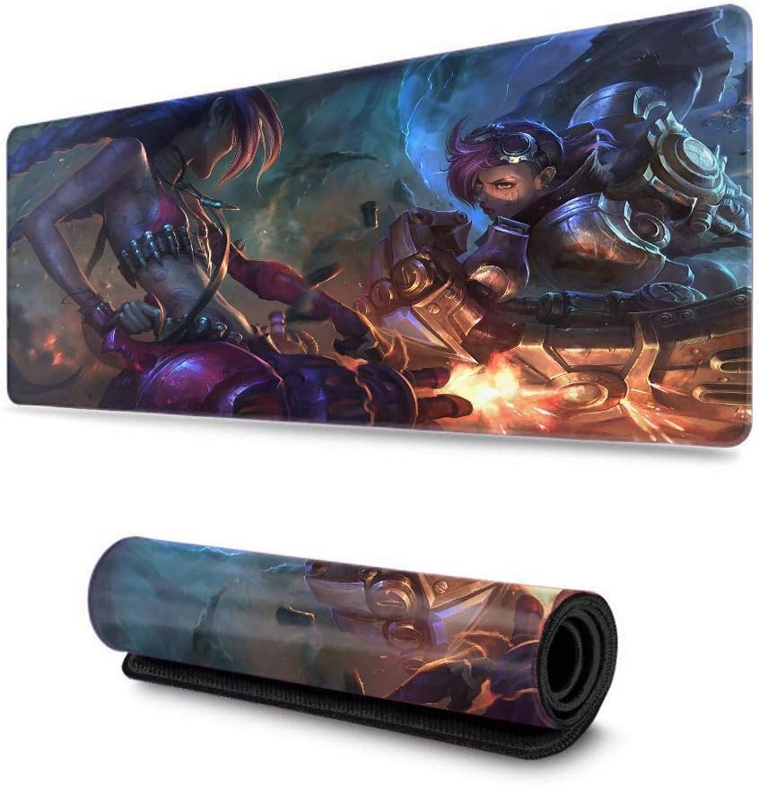 Extended Gaming Mouse Pad for League Legends Thick Large Office Mouse Pad Premium-Textured Premium-Textured (Summoner Rift Jinx Vs Vi) MPD-1055