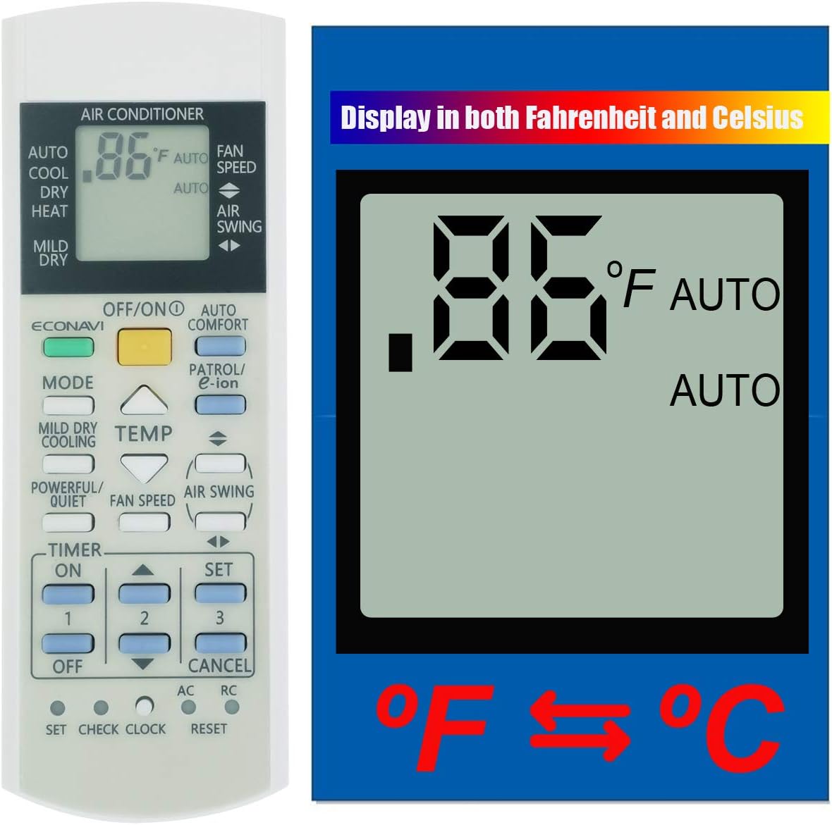 Replacement for Panasonic Air Conditioner Remote Control