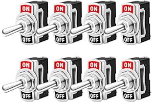 FULARR 8Pcs Professional Car Toggle Switch, ON/Off 2 Position SPST Metal Auto Rocker Switch, 2 Pin Rocker Toggle Switch, for 