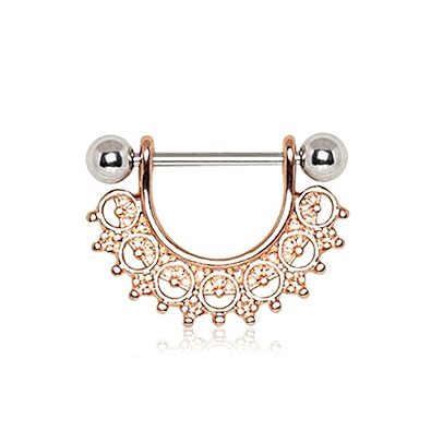 eeddoo Rosegold BRUSTWARZENPIERCING-Ring - Brustpiercing für Brustwarzen Nippel Nipple Intimpiercing - aus Edelstahl Rosé-Far