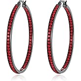 CiNily Mult-colors Crystal Stainless Steel Hoop Earring for Women Hypoallergenic Jewelry for Sensitive Ears Large Big Hoop Earrings 2"