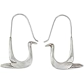 NOVICA Artisan Handmade Sterling Silver Hoop Earrings Bird Drop Thailand Animal Themed [1.8 in L x 0.9 in W] 'Silver Dove'