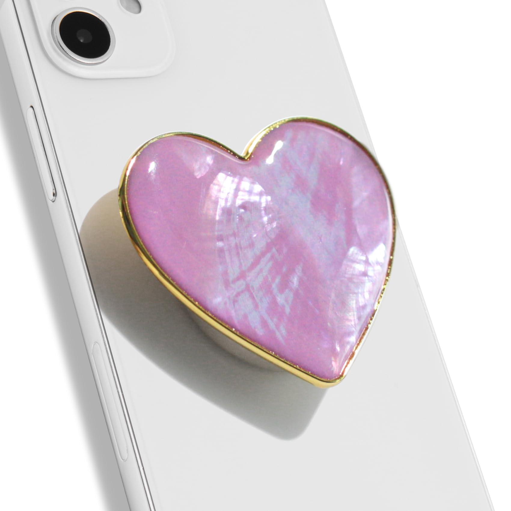 Photo 1 of OnTheGrip Cute Natural Seashell Design Heart Shape Collapsible Mobile Phone Grip Stand Holder for Smartphone Tablet Cell Phone Accessory (Violet)