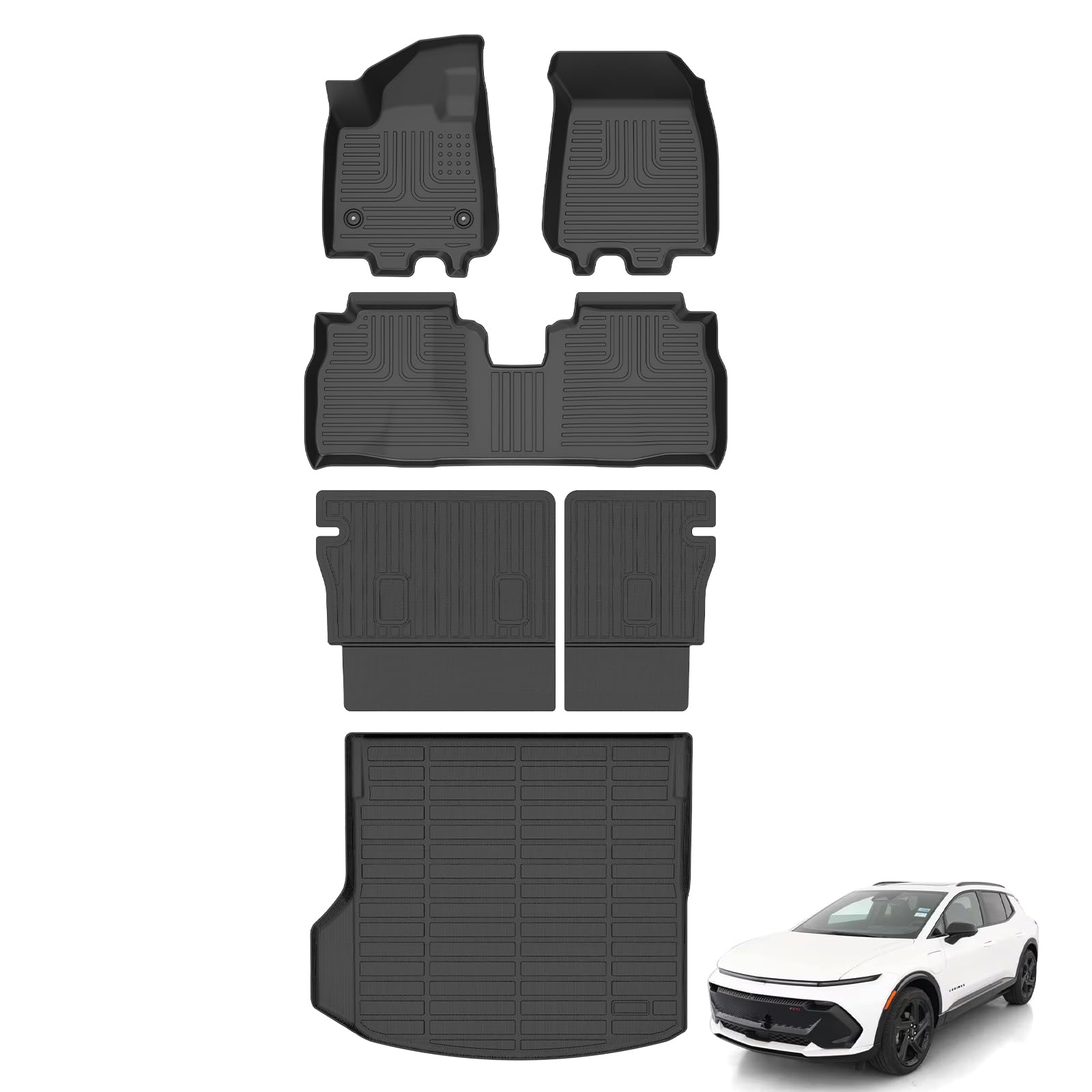 AZYT Floor Mats & Cargo Liner for Chevy Equinox EV 2024-2026 with Backrest Mat, All Weather Automotive TPE Floor Liners Set Waterproof Accessories Black Image