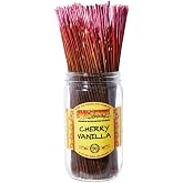 Wild Berry Cherry Vanilla 11-Inch Incense Sticks, Hand Dipped, 100 Count | Cherry, Vanilla, Aged Bourbon and Maple Syrup Scent, Premium Incense Sticks, Home Fragrance Aromatherapy, USA made, 100 Count