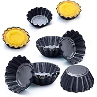 Amytalk 12 Packs Egg Tart Mold, Size 2.6 x 0.9inch, Cupcake Cake Muffin Mold Tin Pan Baking Tool, Carbon Steel