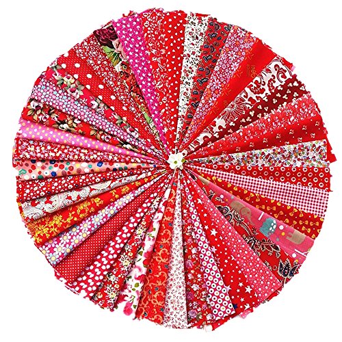 2030cm Assorted Pre-Cut Printing Cotton Material Mixed Squares Bundle Quilt Fabric Patchwork For DIY Handmade Craft, Red Color Series Customizable