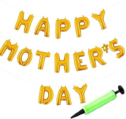 Amazon Com Happy Mother S Day Golden Balloons Banner With Mini