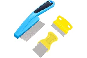 Aoche Fine Tooth Pet Comb - 3 Pack Tear Stain Remover for Dogs & Cats to Remove Fleas, Ticks, Dandruff, Tangles & Knots