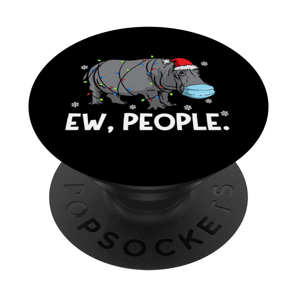 Ew People Hippo Face Mask Santa | Hippopotamus Christmas PopSockets Grip and Stand for Phones and Tablets