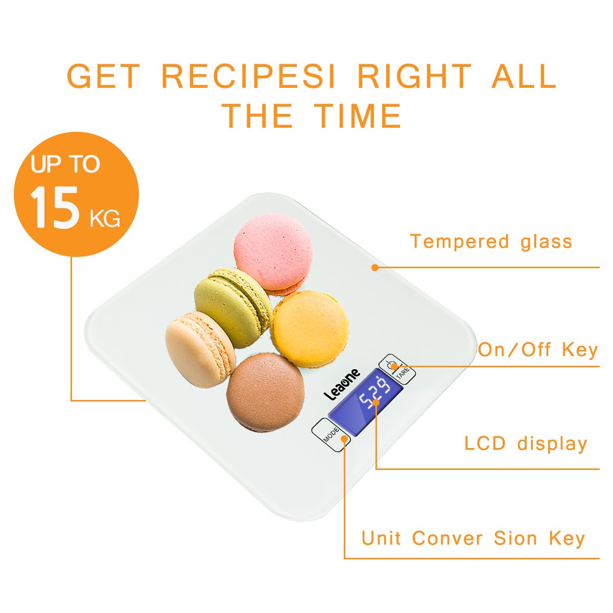 Digital Kitchen Scales, Naisidier Liquid Measuring Scales, Electronic Cooking Food Scale with Back -Lit LCD Display for Home, Kitchen